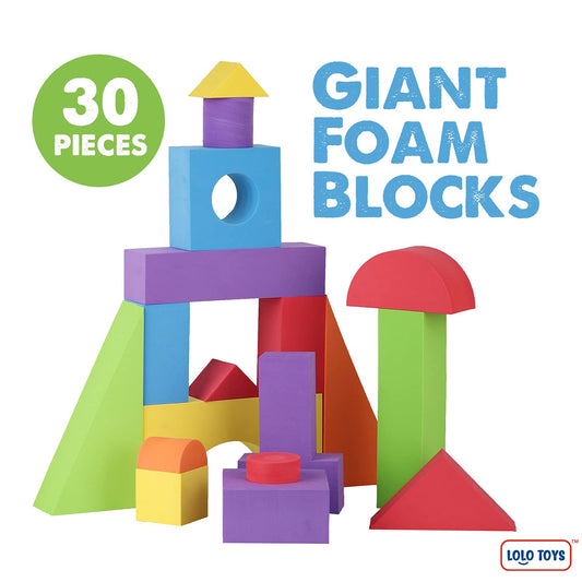 LOLO TOYS giant foam blocks opened for imaginative stacking sessions