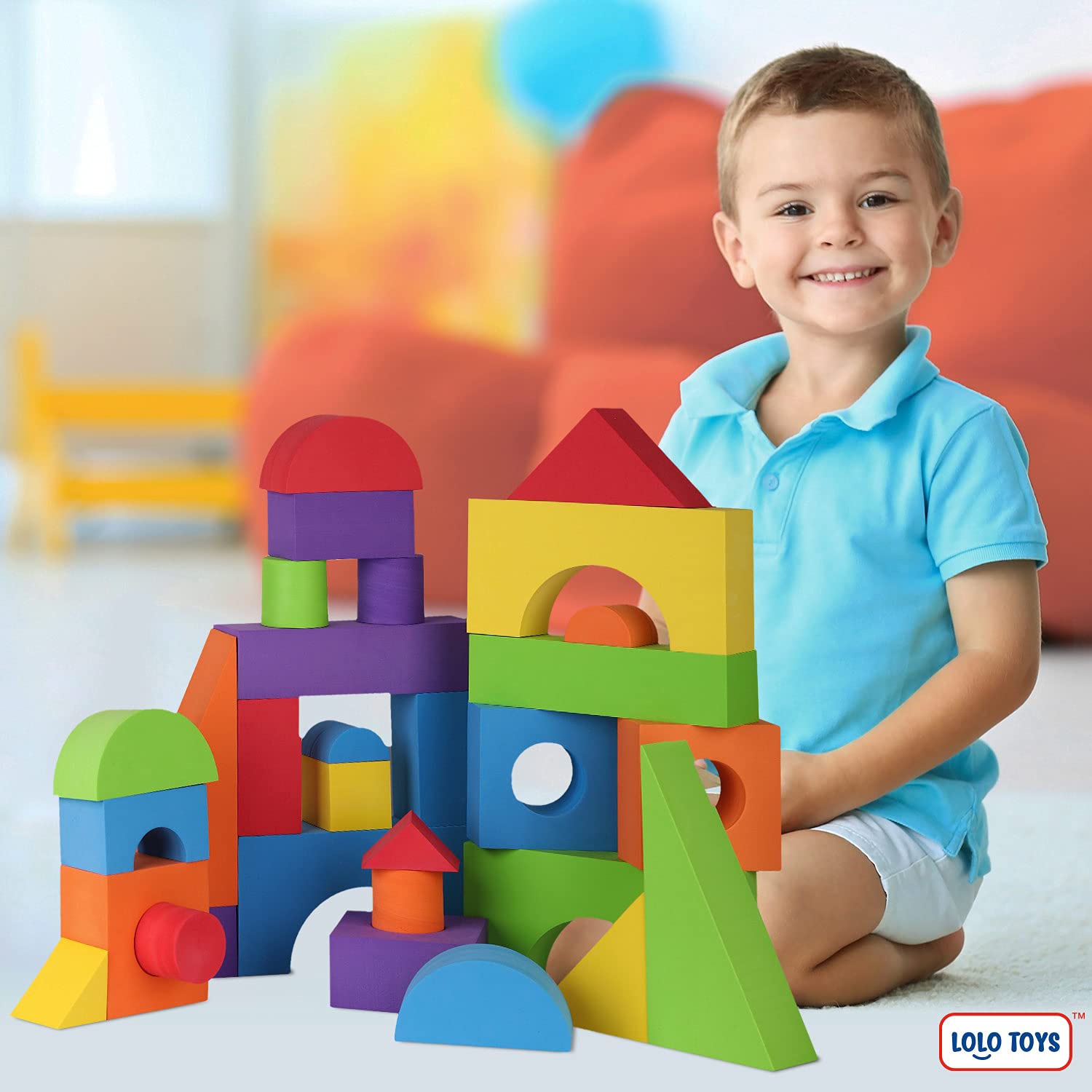 LOLO TOYS soft EVA foam blocks feel gentle on little hands