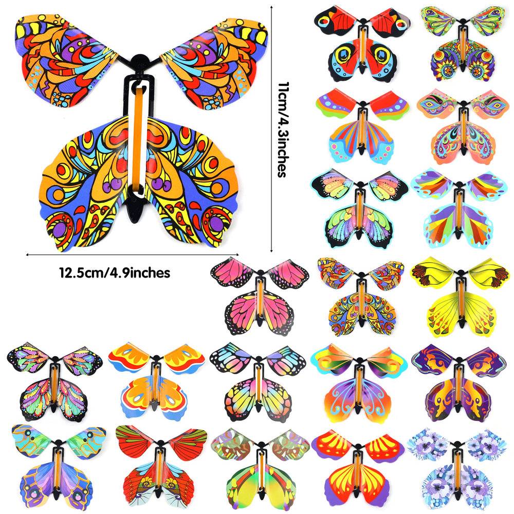 LOMIMOS wind-up butterfly toy with smooth spinning action for kids.