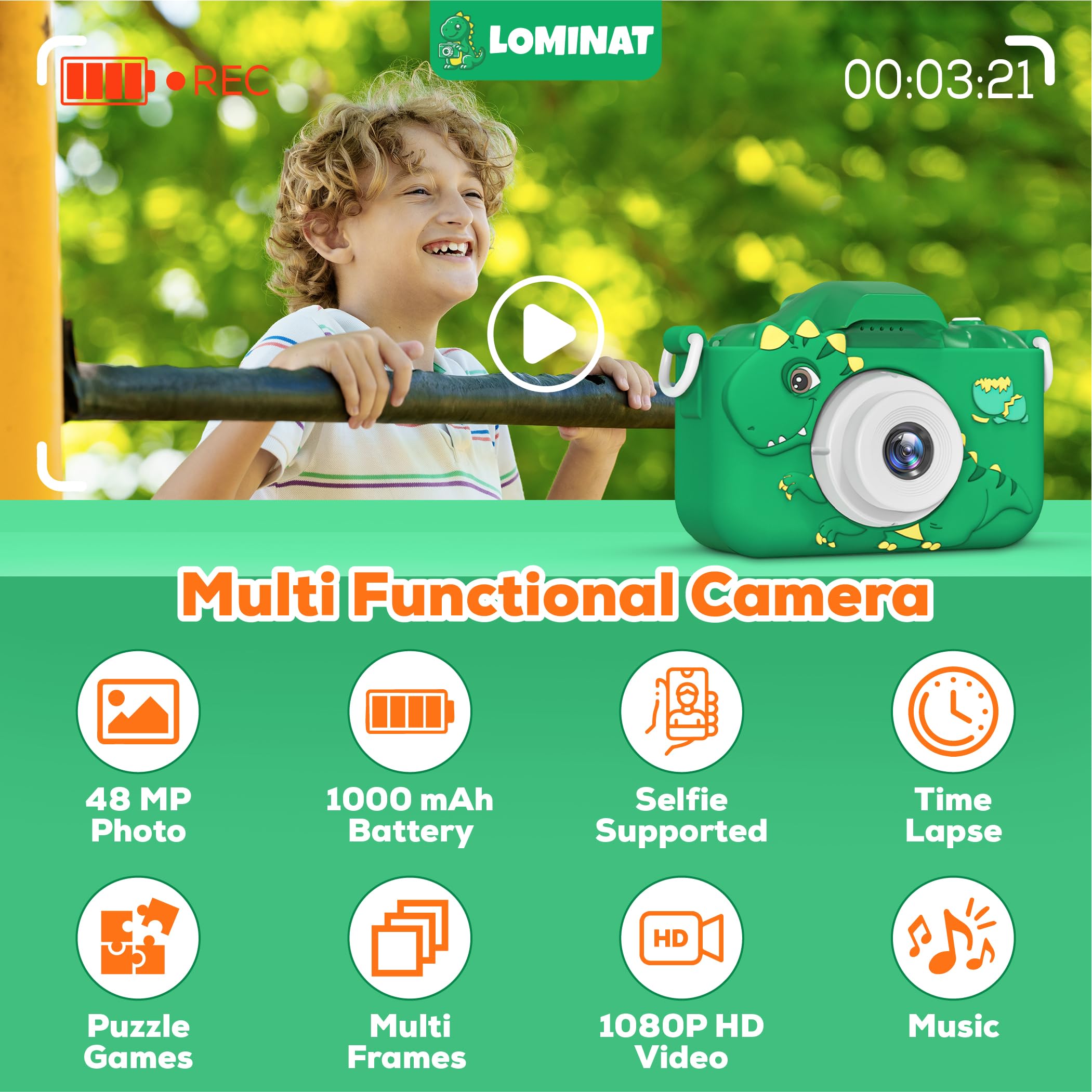 LOMINAT 1080P video and 48MP photos for clear memories
