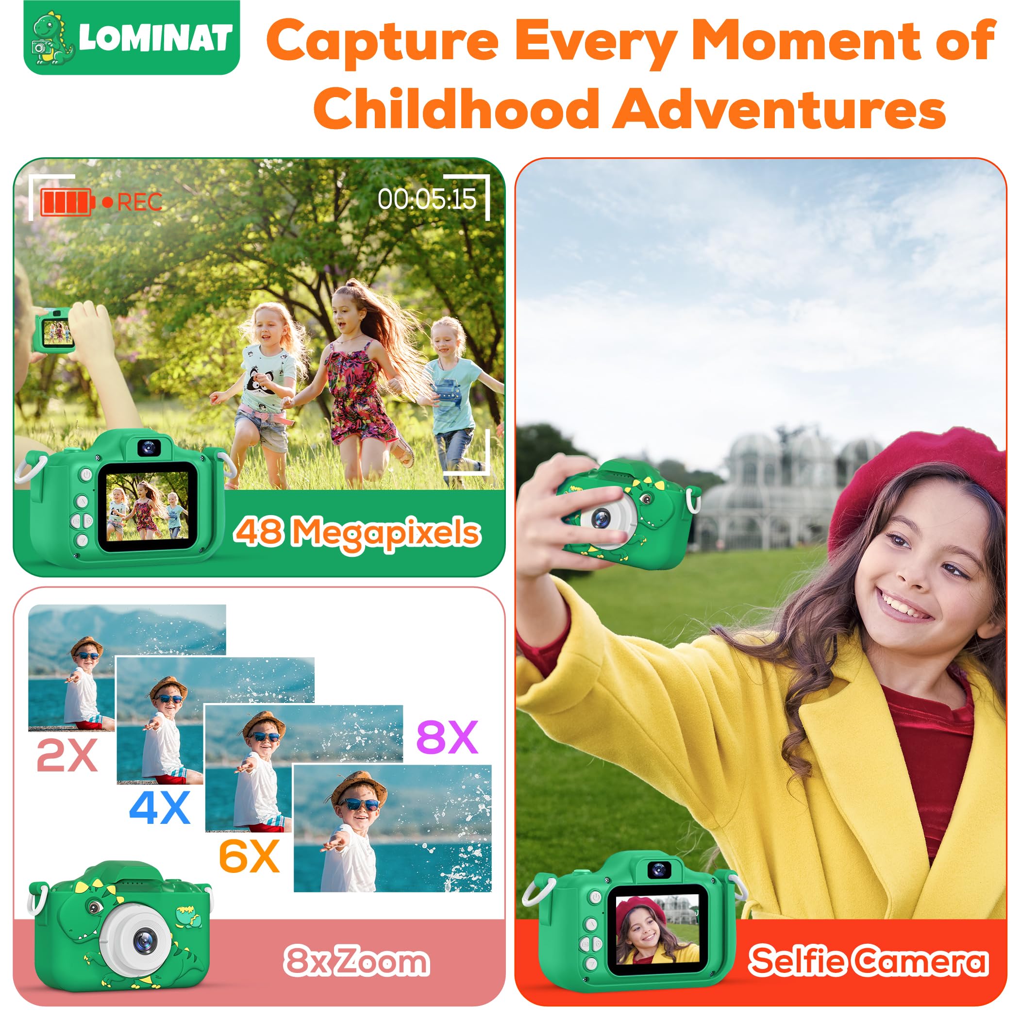 LOMINAT 32GB SD card included for extra storage on adventures