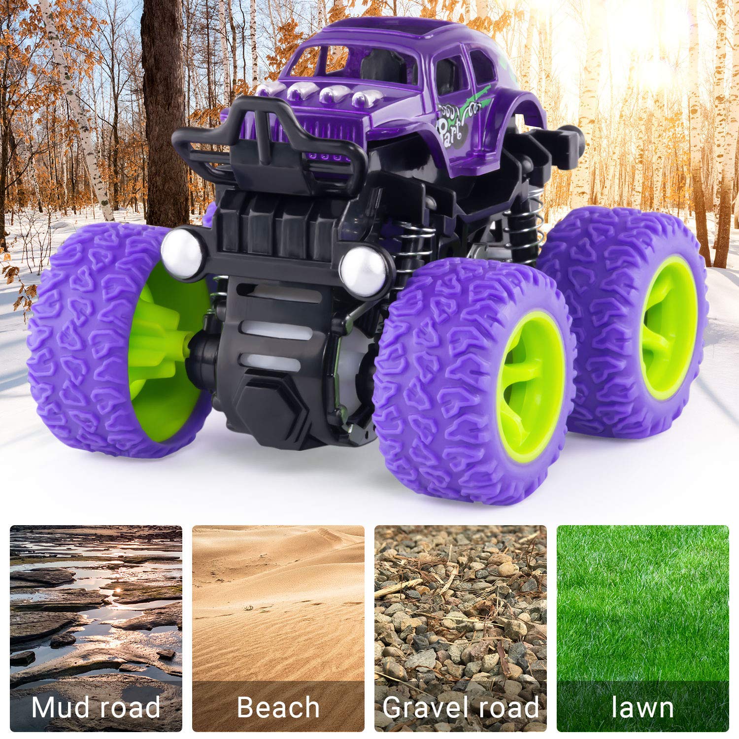 Lonandy Monster Truck durability close-up shows ABS plastic and bumper