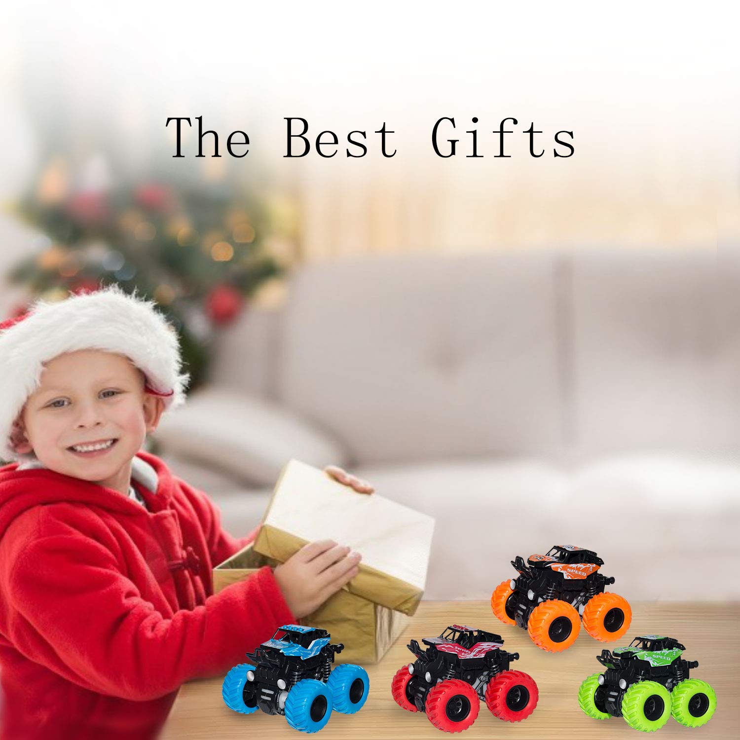LONANDY Monster Truck Toy four-pack display reveals gift-ready packaging and color variety