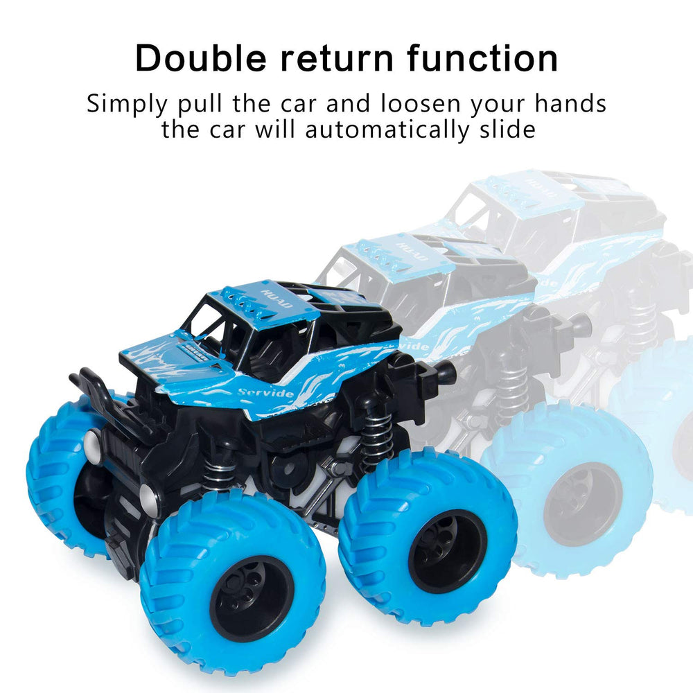 LONANDY Monster Truck Toy yellow rolling view showcases 360° stunt capability