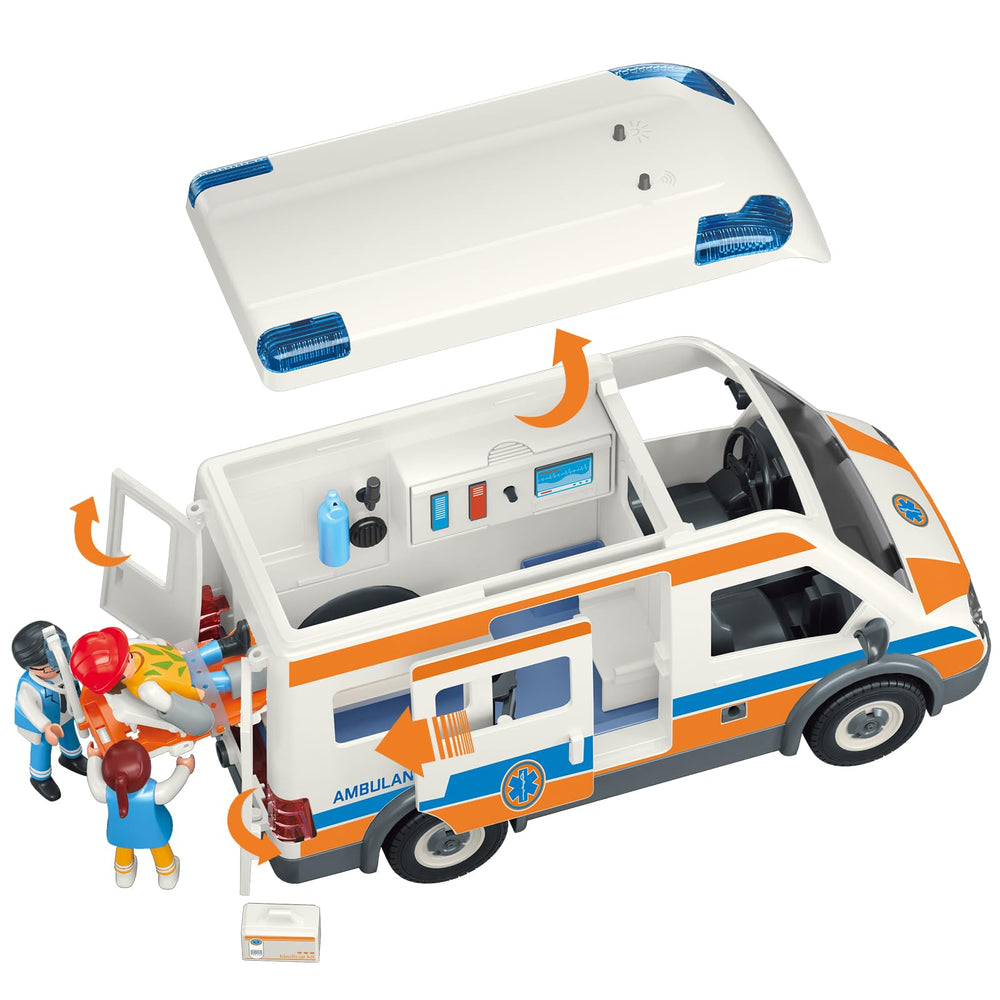 Lonfypeng ambulance toy truck with removable roof for interior access