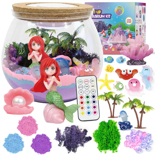 Lonfypeng Mermaid Terrarium Kit box showing contents for creative play