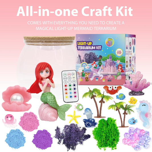 Lonfypeng Mermaid Terrarium Kit components laid out for easy assembly