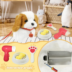 Lonfypeng plush dog wagging tail enhances tactile, responsive play experiences