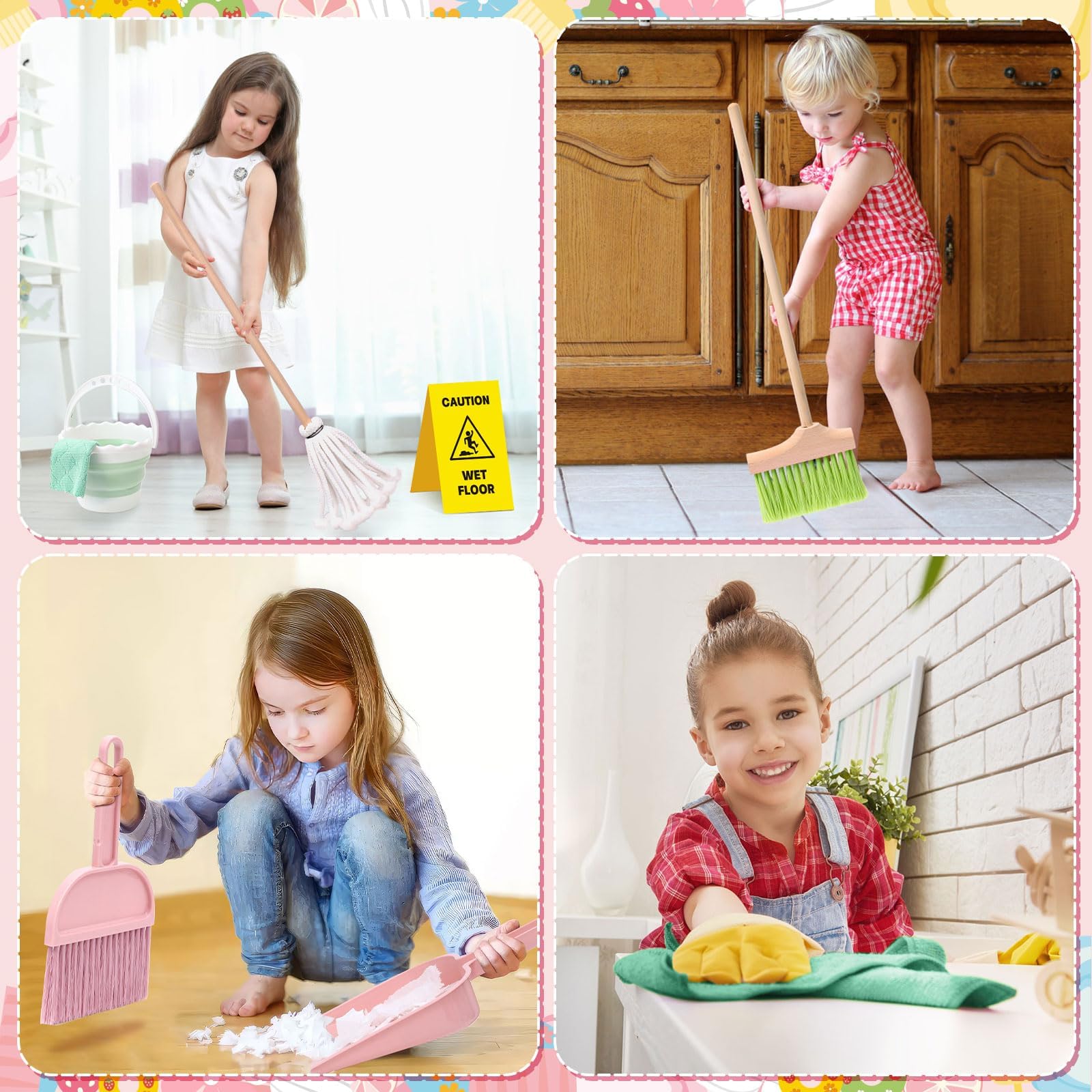 Lonico wooden dustpan supports cooperative play and organizing tiny messes.