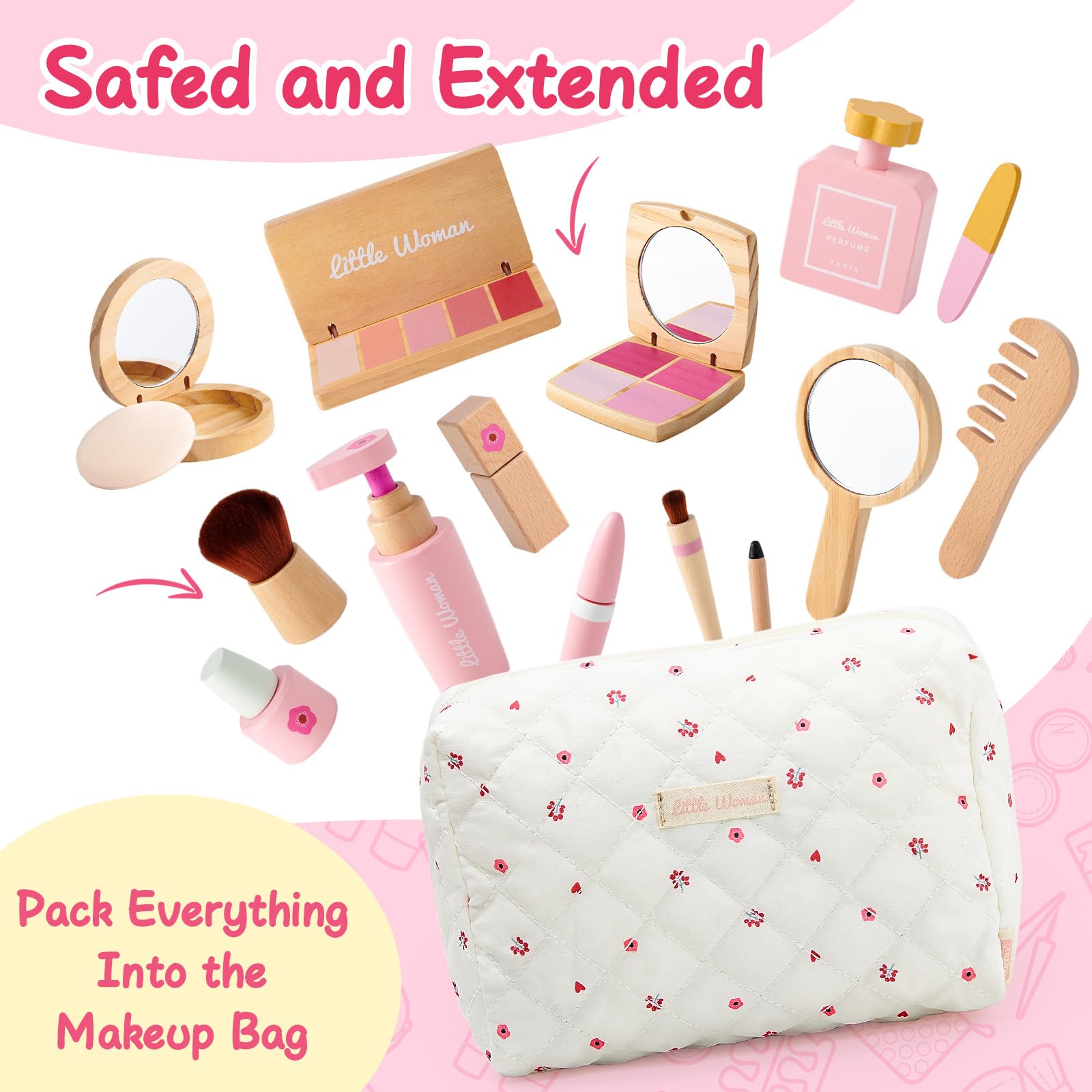 Lonico wooden makeup kit blush tray for rosy pretend looks