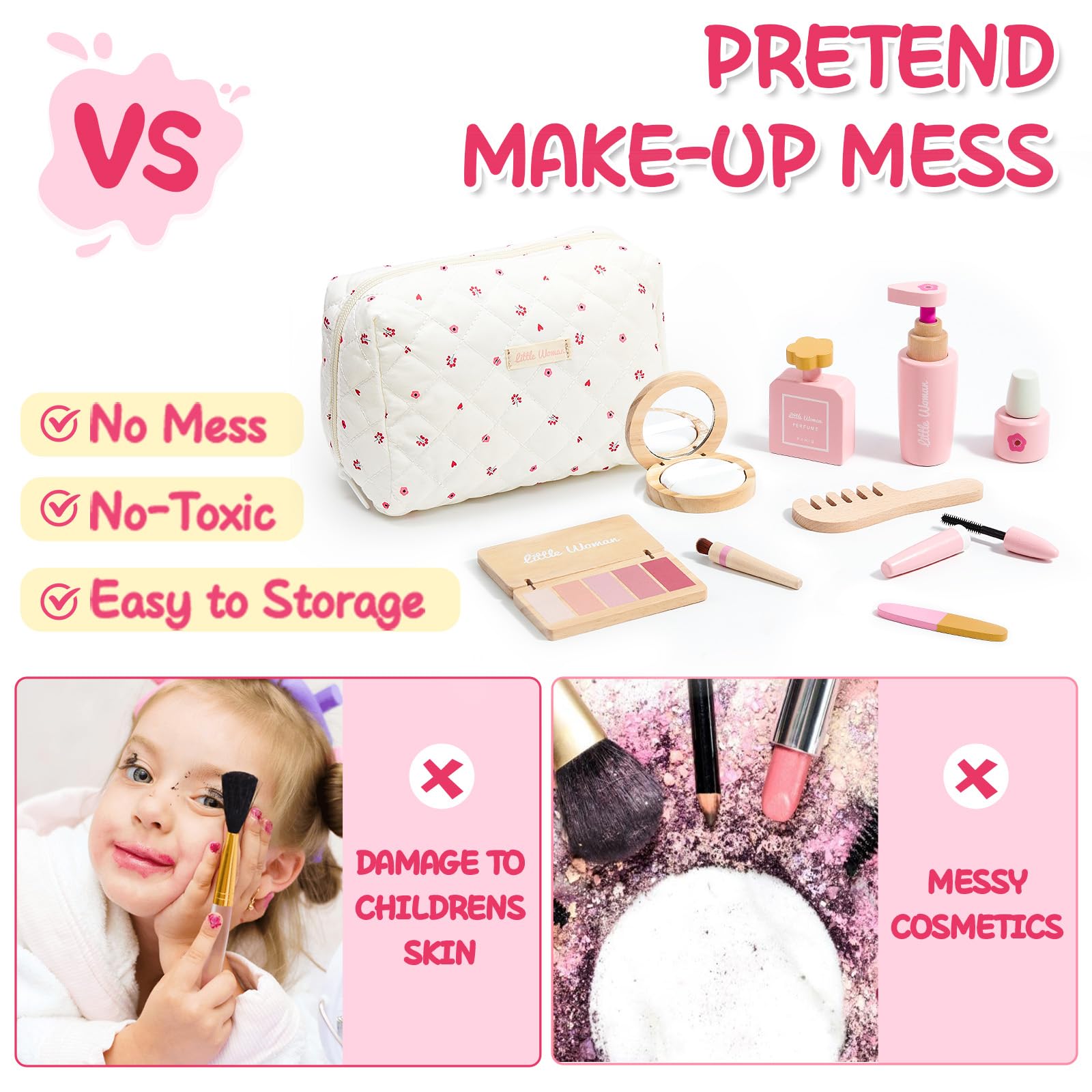 Lonico wooden makeup kit mascara tube for playful glam moments