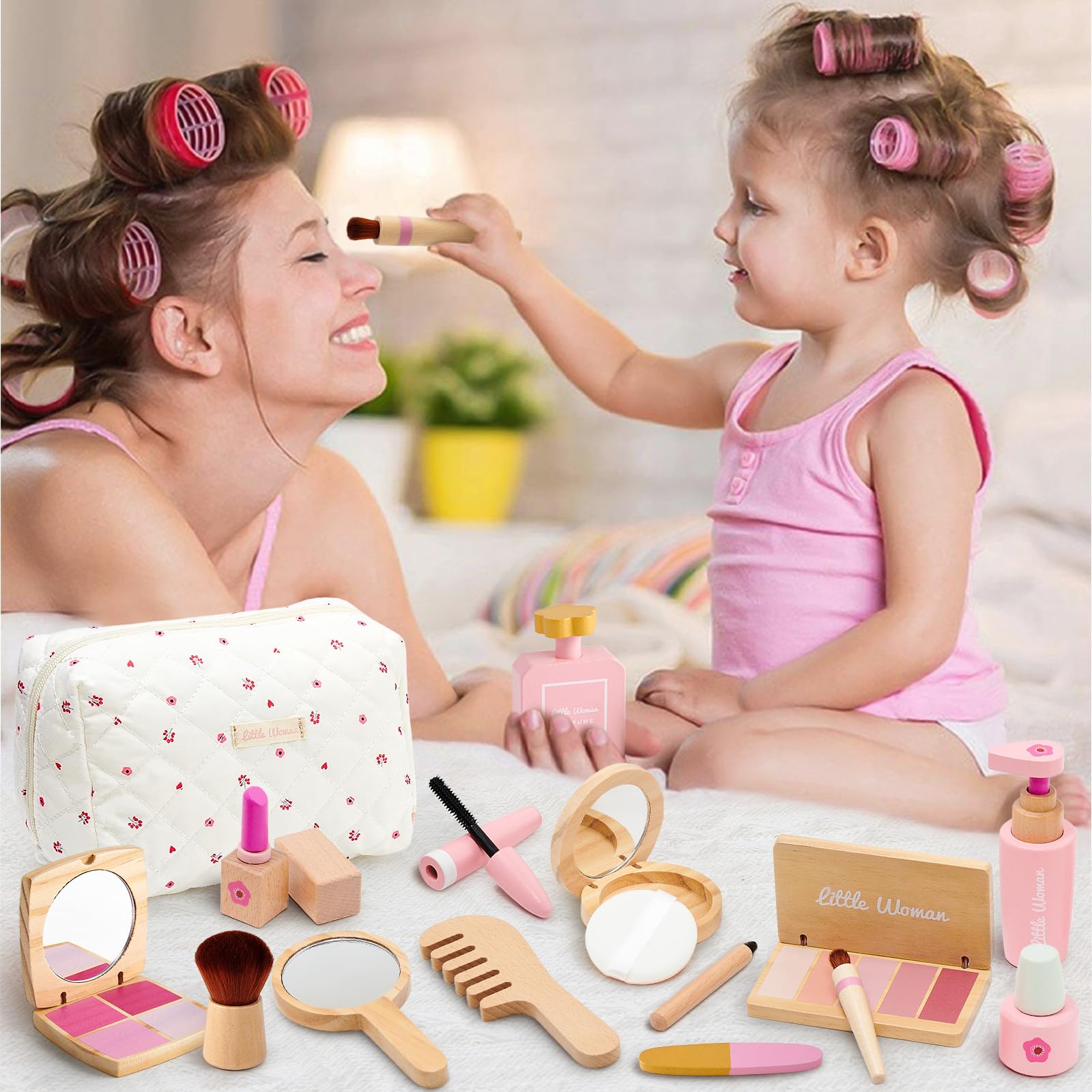 Lonico wooden makeup kit mirror for quick checks during dress-up
