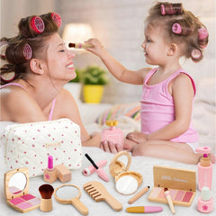 Lonico wooden makeup kit mirror for quick checks during dress-up