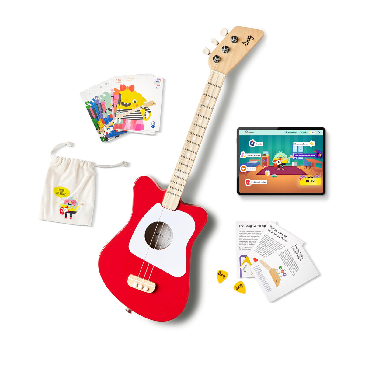Loog Mini wooden body guitar for young players.