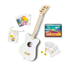 Loog Mini acoustic guitar front view showing beginner-friendly design for small hands.