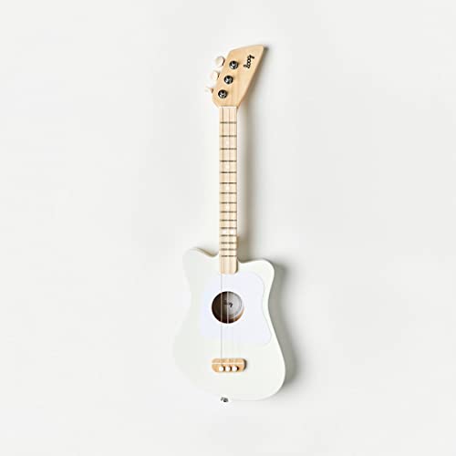 Loog Mini acoustic guitar side view highlights compact size for learners.