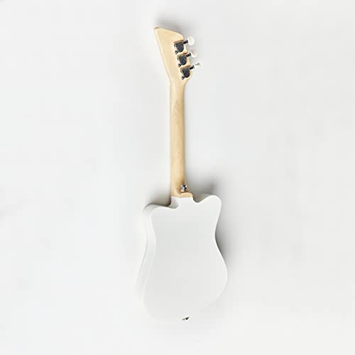 Loog Mini small hands playing a chord demonstrates easy-action setup.