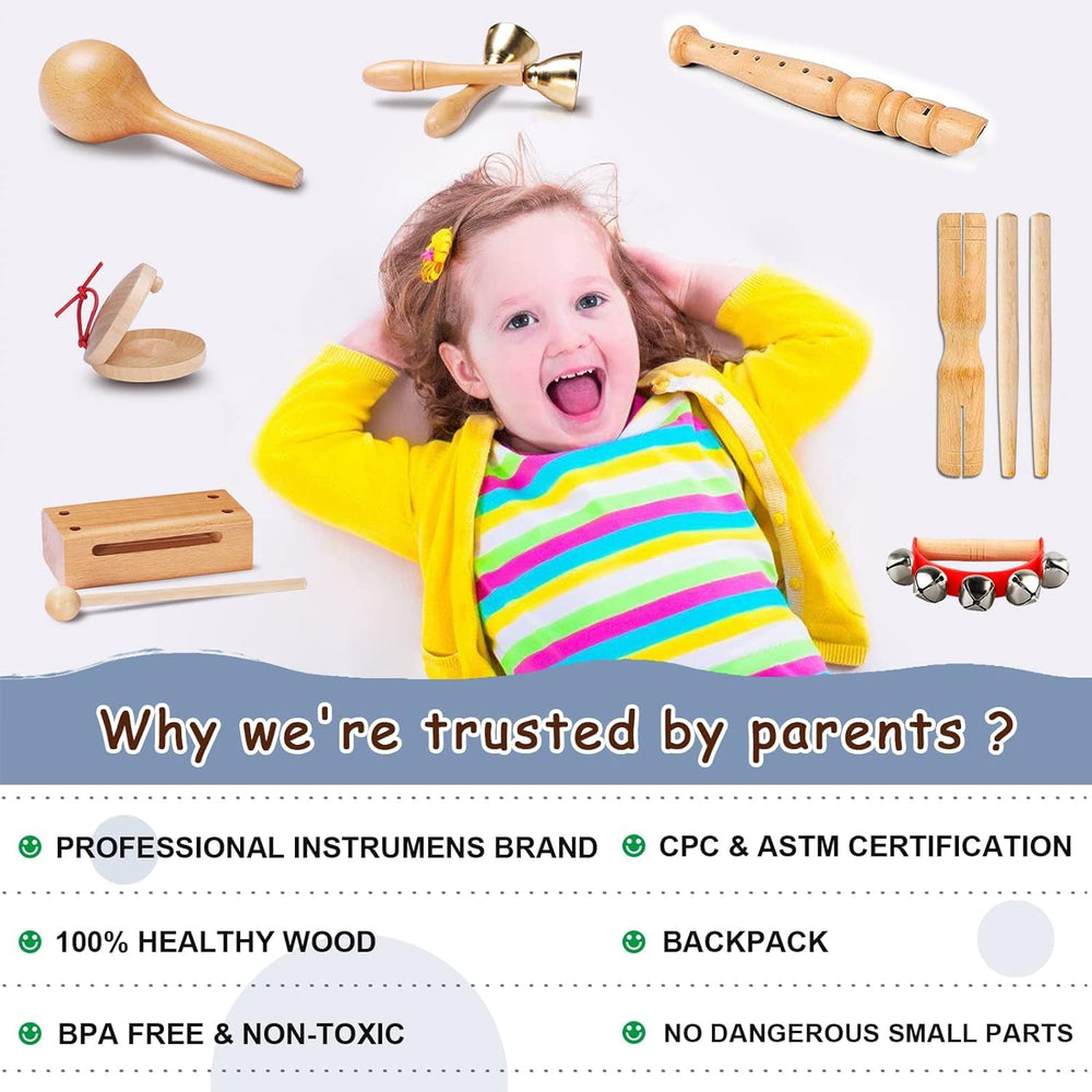 LOOIKOOS natural wooden xylophone for sensory play and coordinating hand movements