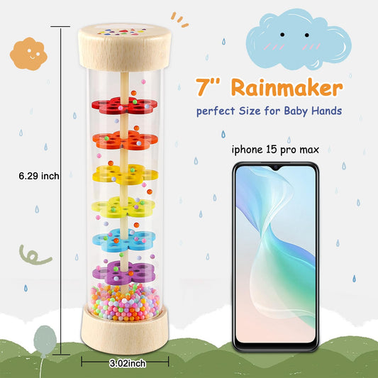 LOOIKOOS Rainmaker baby rattle encouraging grasp and shake play
