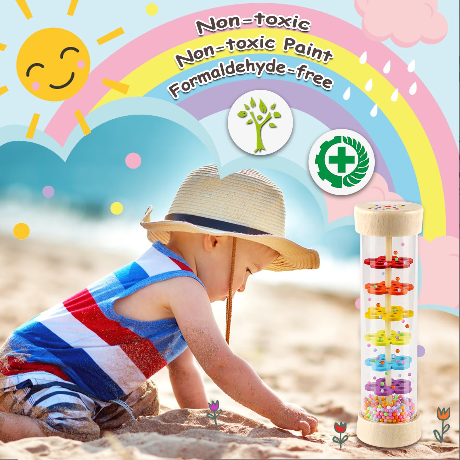 LOOIKOOS Rainmaker sensory toy gentle sounds for calm playtime