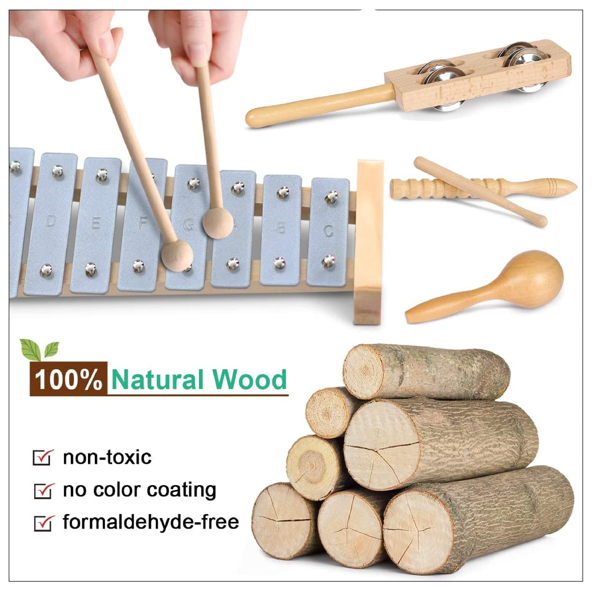 LOOIKOOS wooden drum sticks for tapping activities and safe play