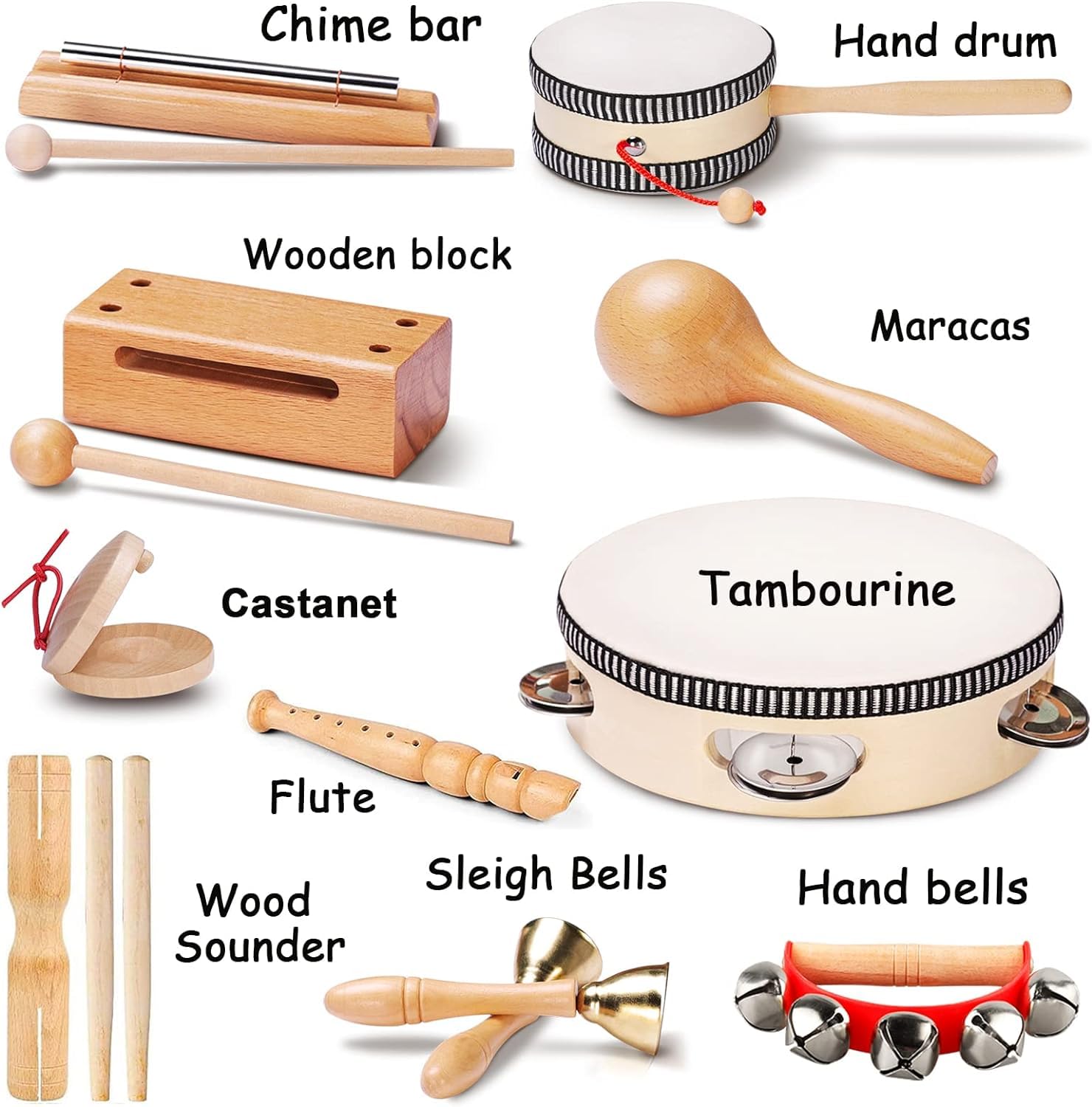 LOOIKOOS wooden drum with safe edges supports beating and music exploration