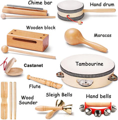 LOOIKOOS wooden drum with safe edges supports beating and music exploration