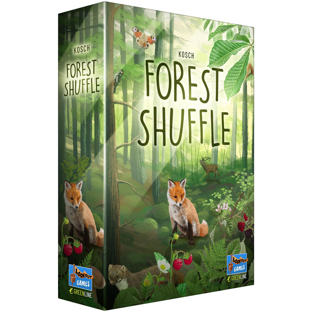 Lookout Forest Shuffle forest-scene shows a vibrant setup for family play and learning.