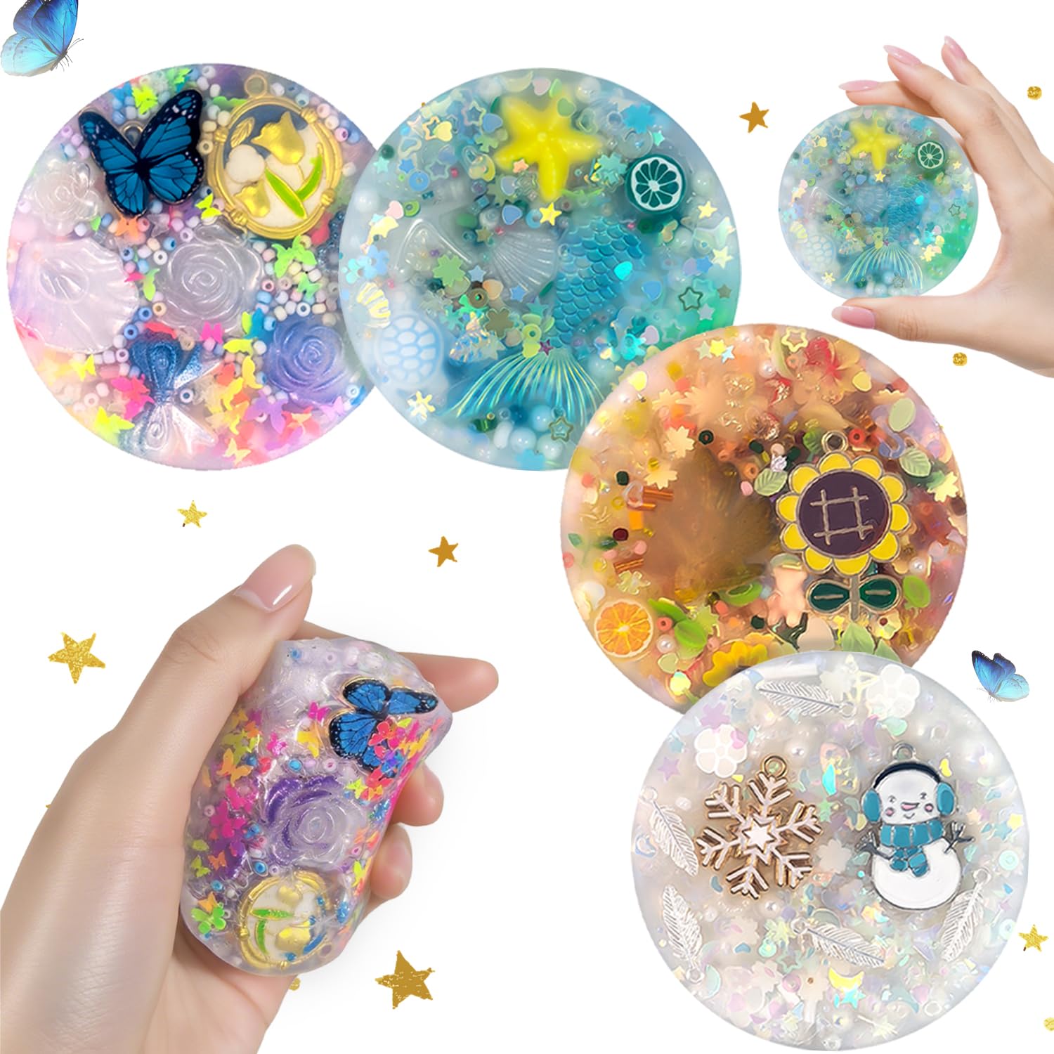 LOOMI spring theme pad with pastel beads and butterflies for calming tactile exploration.