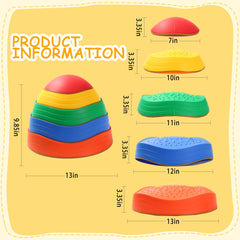 LoomLark Balance Stepping Stones feature non-slip bottoms for stable indoor and outdoor play.