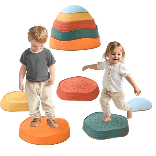LoomLark Balance Stones colorful set promotes color recognition and imaginative play
