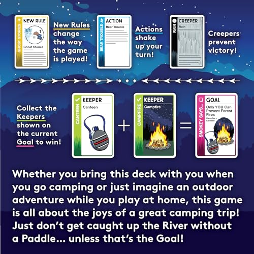 Looney Labs Camping Fluxx card deck ready for spontaneous campfire rounds.