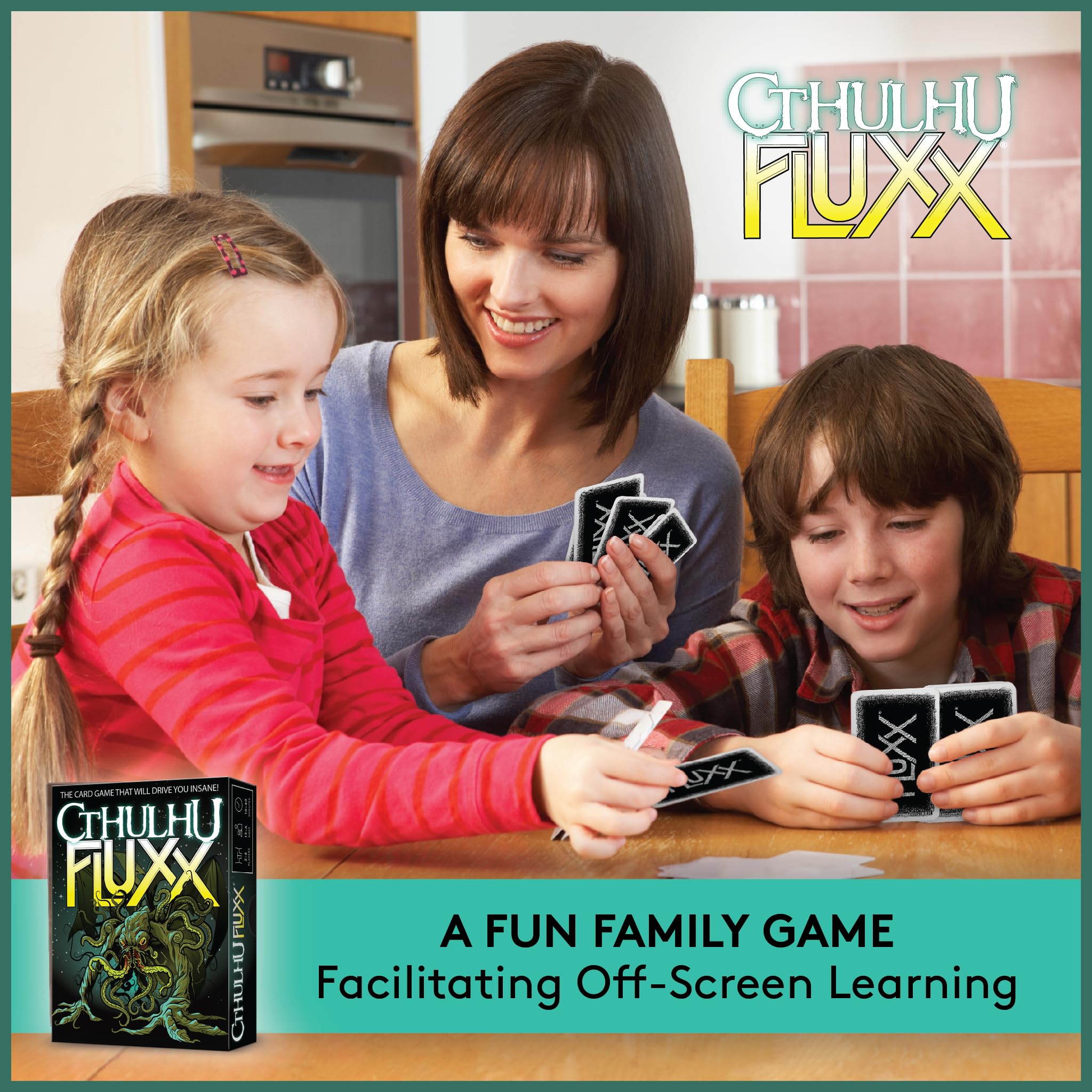 Looney Labs Cthulhu Fluxx surprise card in players' hands