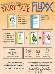 Looney Labs Fairy Tale Fluxx deck laid out showing evolving rules for quick family gameplay