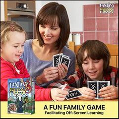 Looney Labs Fantasy Fluxx dragon and wizards artwork fuels imaginative play.