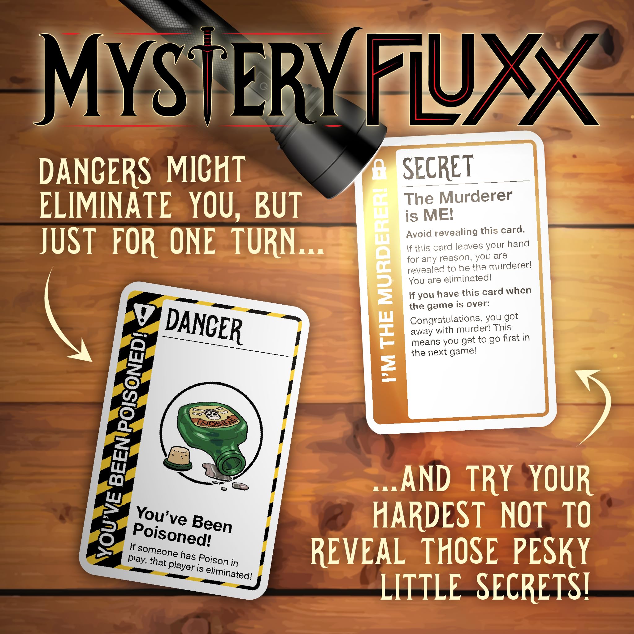 Danger card from Looney Labs Mystery Fluxx introduces suspenseful shifts