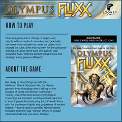 Looney Labs Olympus Fluxx features 21 mythic characters for varied strategy.