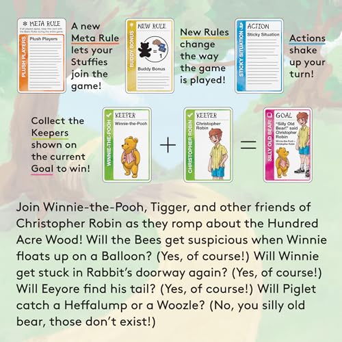 Looney Labs Hundred Acre Wood Fluxx characters Pooh Tigger Piglet invite shared storytelling.