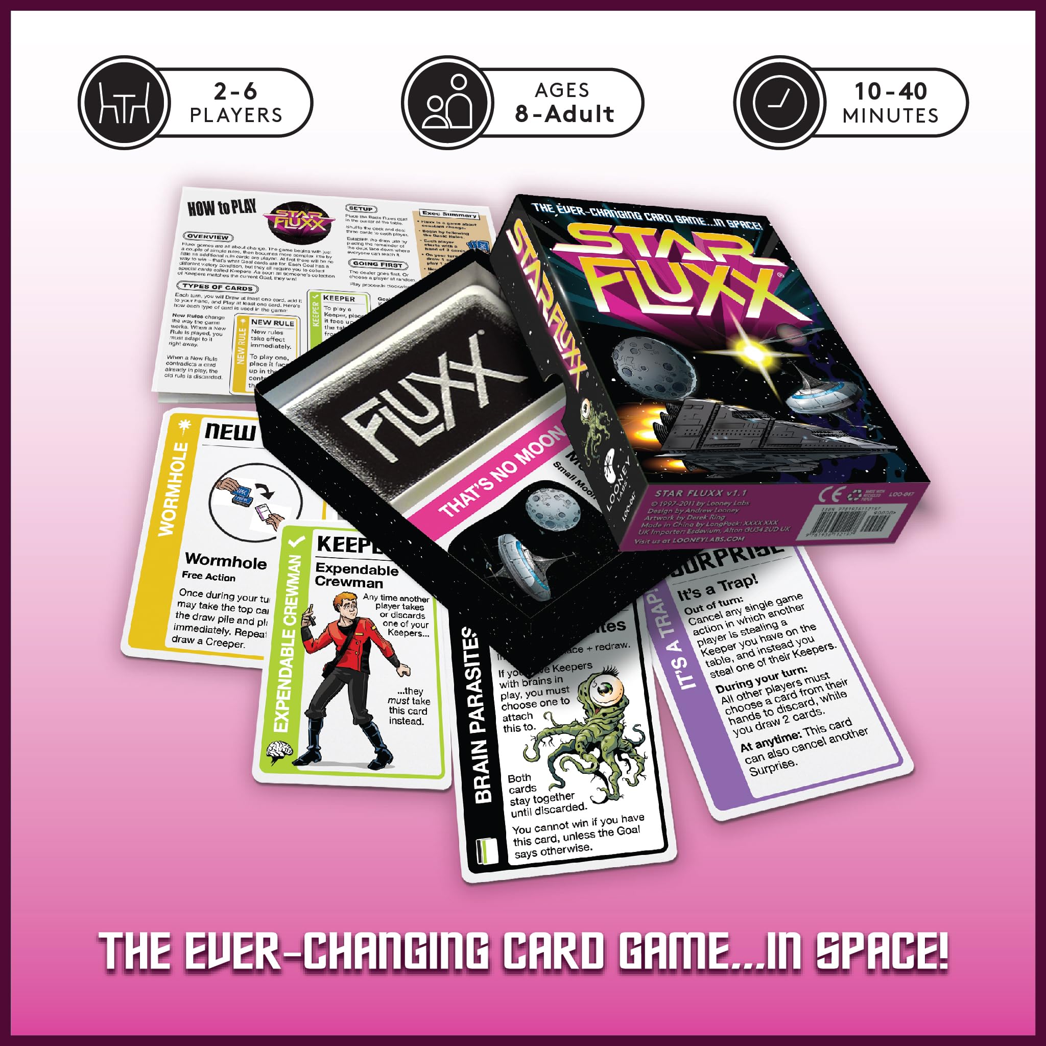 Looney Labs Star Fluxx stars artwork for vibrant game night