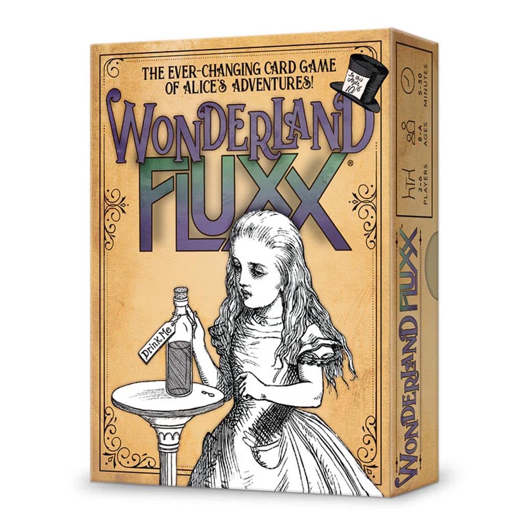 Looney Labs Wonderland Fluxx cover image, inviting family game night with whimsical art