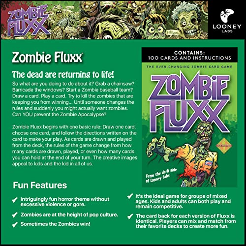 Looney Labs Zombie Fluxx replay-ready setup for quick sessions.