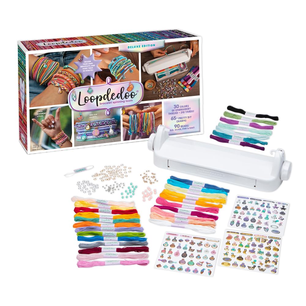 Loopdedoo Deluxe tool front view highlights sturdy loom for quick, stylish bracelets.