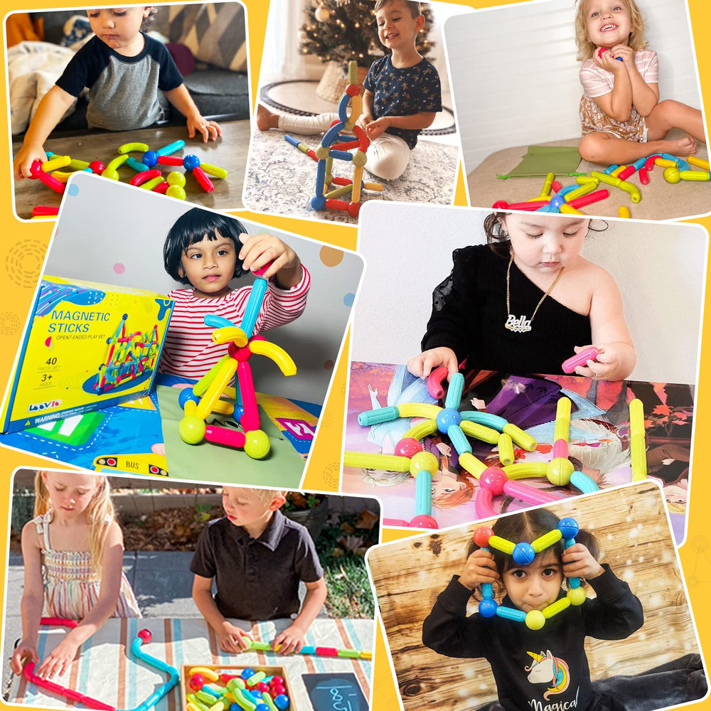 Loovio magnetic balls and sticks enable easy-click builds that reduce frustration during play