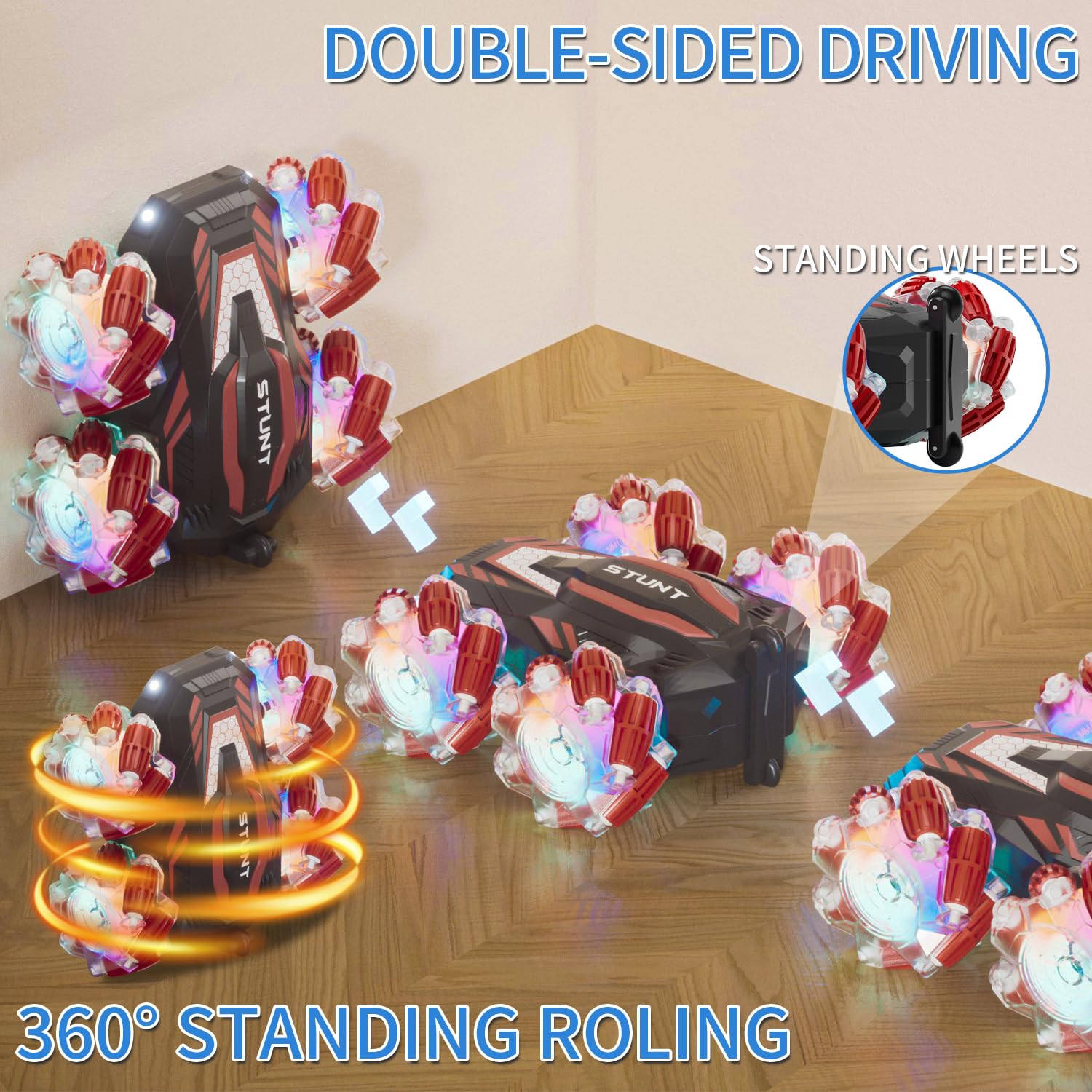 LOOZIX gesture-sensing RC stunt car two rechargeable batteries for longer sessions