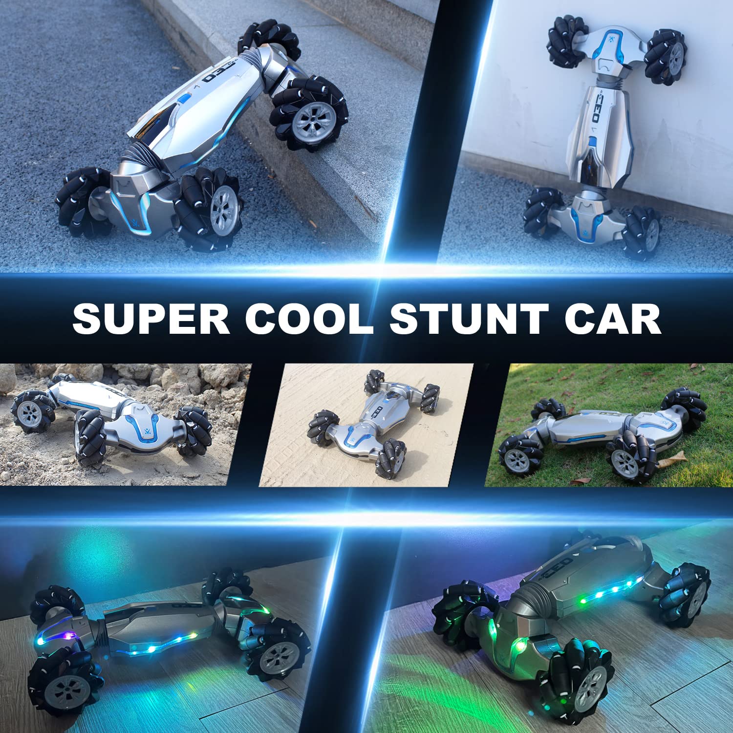 LOOZIX RC stunt car transforming mode demonstrates versatile on-road and off-road use