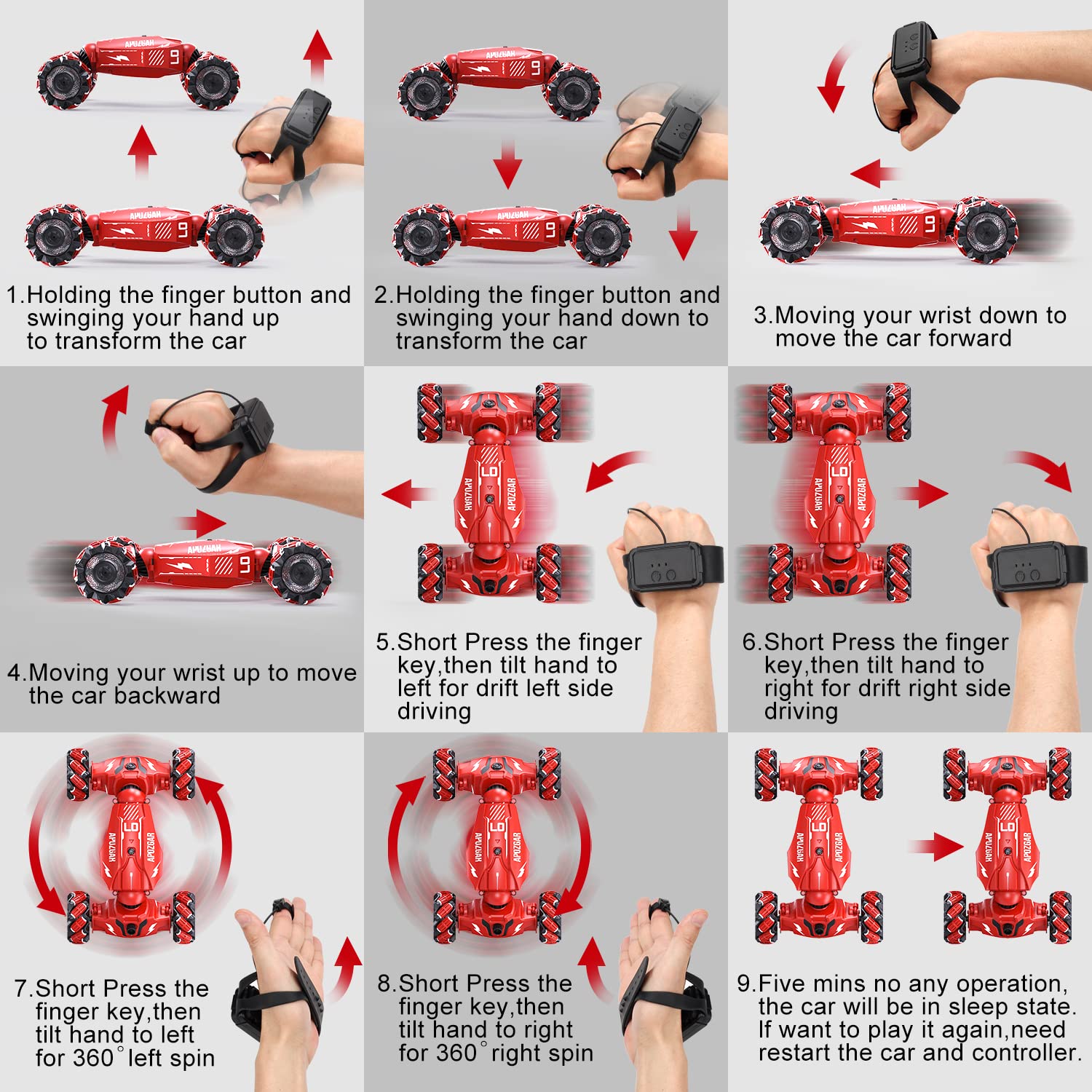 LOOZIX gesture RC car 4WD traction on varied terrains