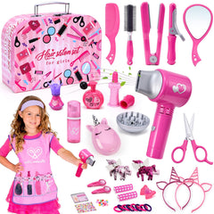 Lorfancy 49-pcs hair salon kit for imaginative pretend play.