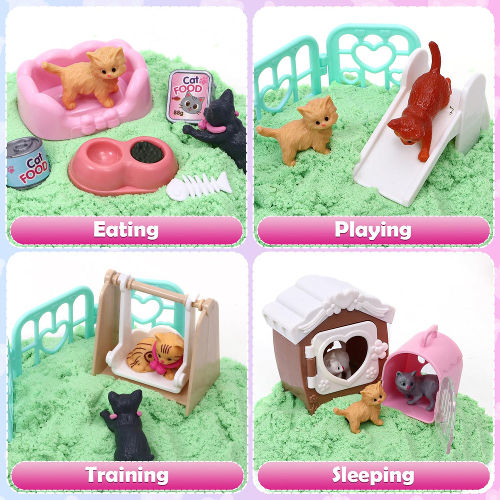 Lorfancy cat house, beds, slide, and kennel for varied play areas.