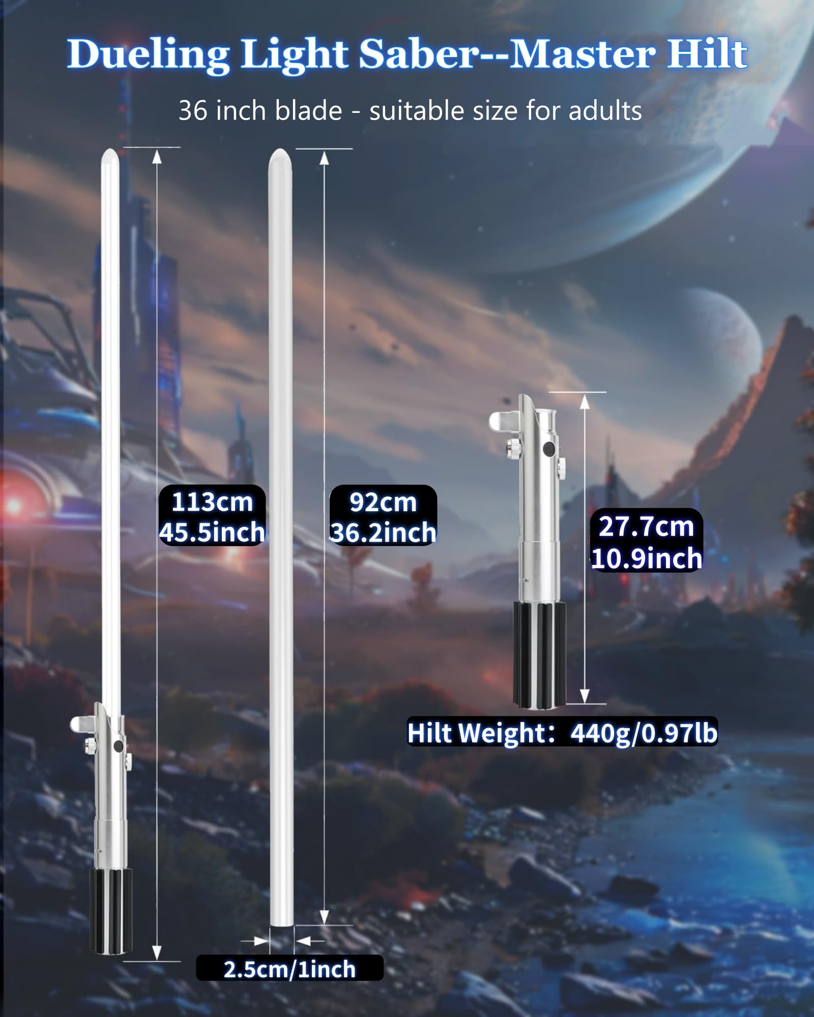 Lorsaberus light saber metal-hilt design enhances grip and durability.