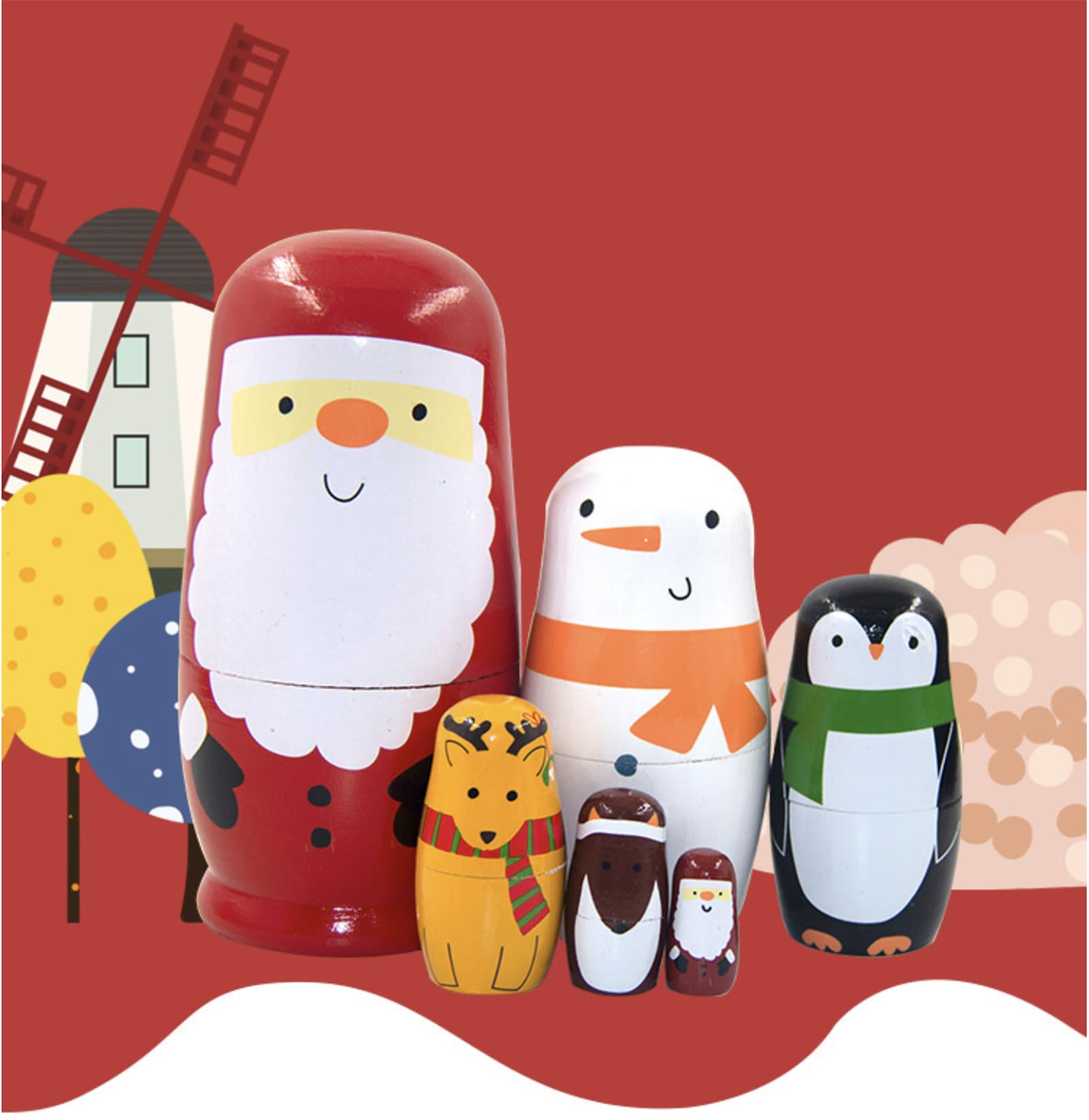Lorveelo handmade wooden Matryoshka dolls add charm to gifts.